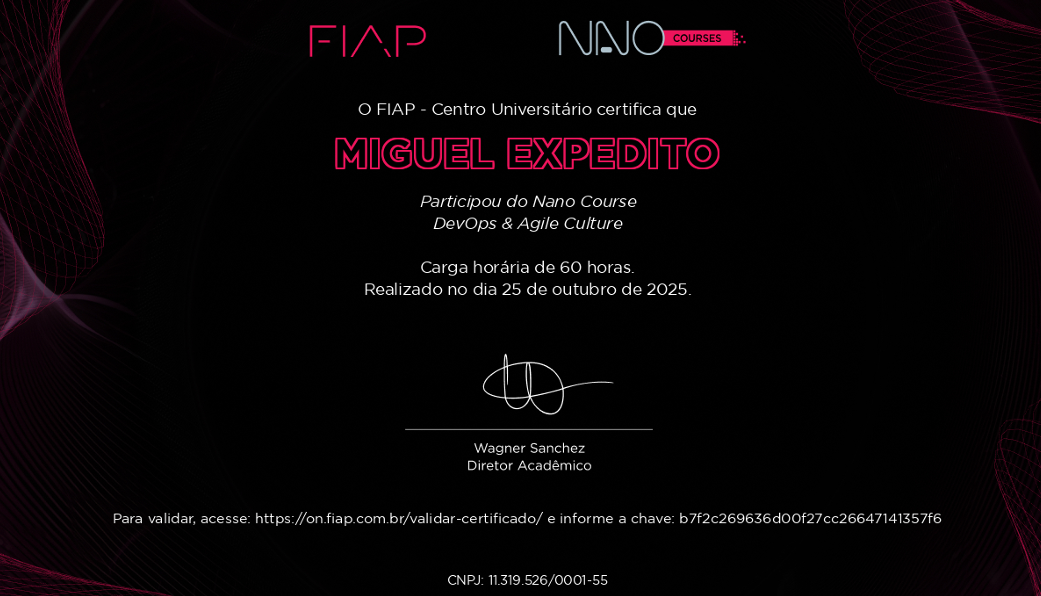 Certificado FIAP DevOps & Agile Culture