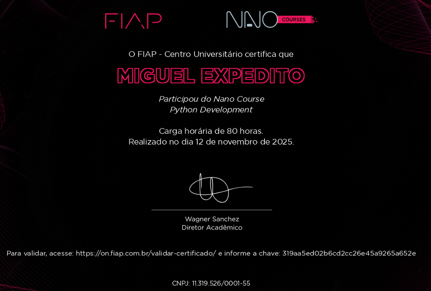 Certificado FIAP Python Development